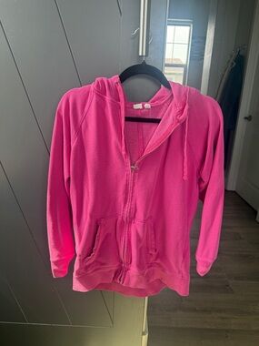 Pink Zip-Up Hoodie Sweatshirt